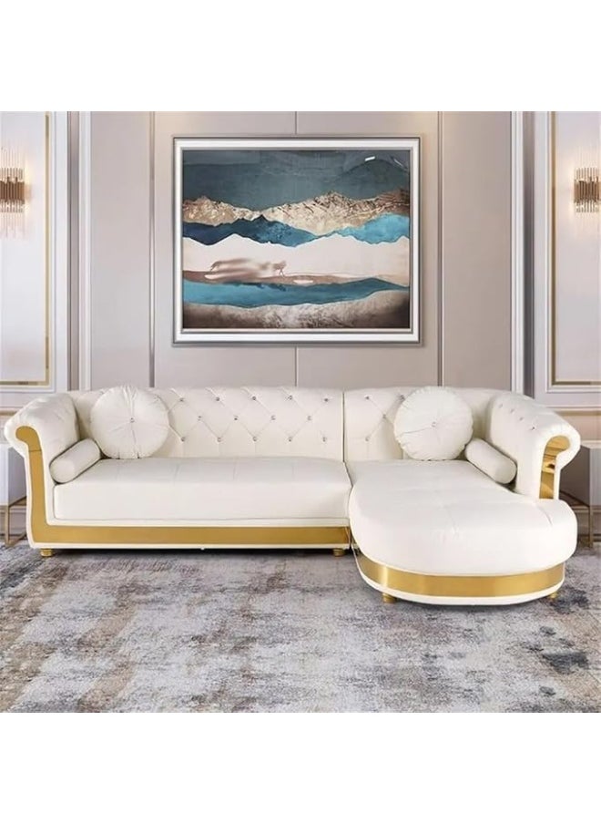 Poppins Home Poppins HOME L-Shaped White Corner Sectional Sofa Loveseat with Chaise  - Image 2