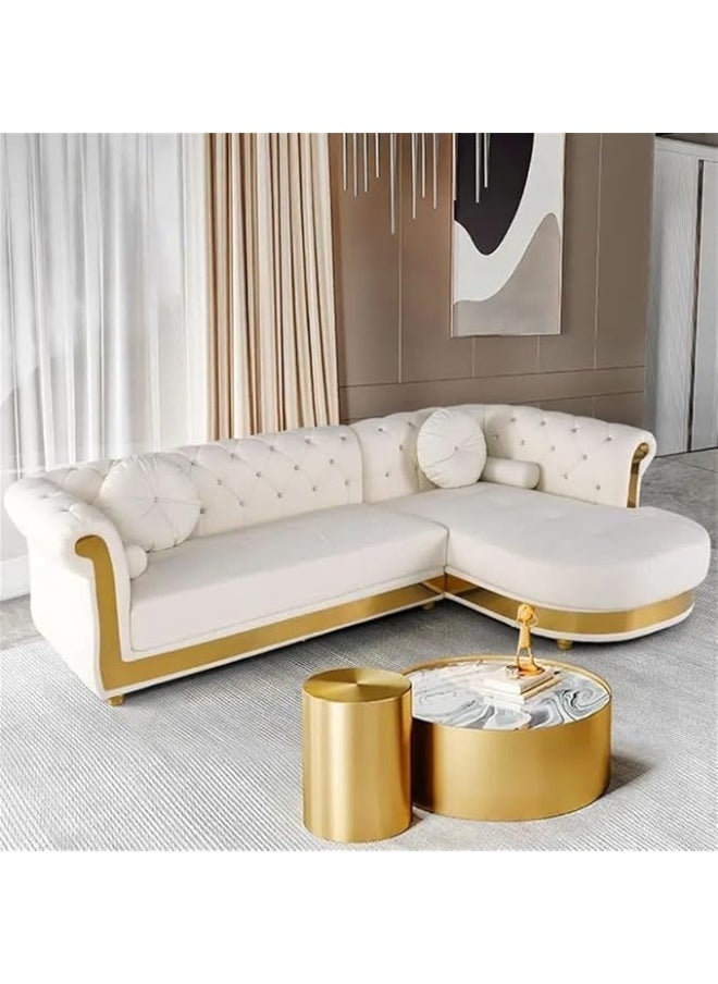 Poppins Home Poppins HOME L-Shaped White Corner Sectional Sofa Loveseat with Chaise  - Image 5