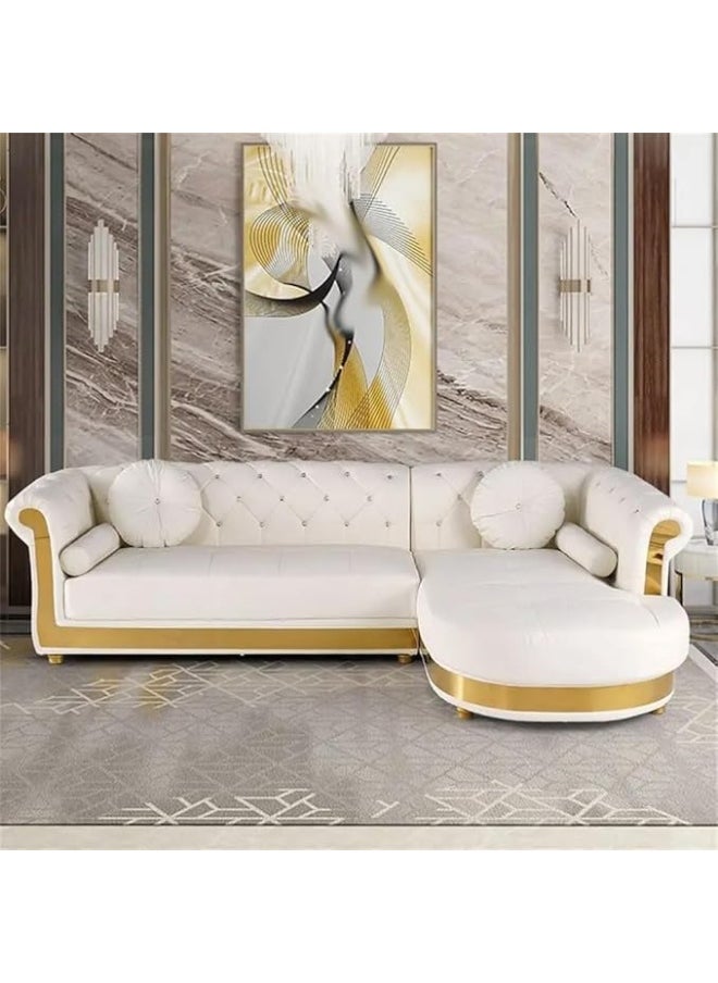 Poppins Home Poppins HOME L-Shaped White Corner Sectional Sofa Loveseat with Chaise  - Image 4