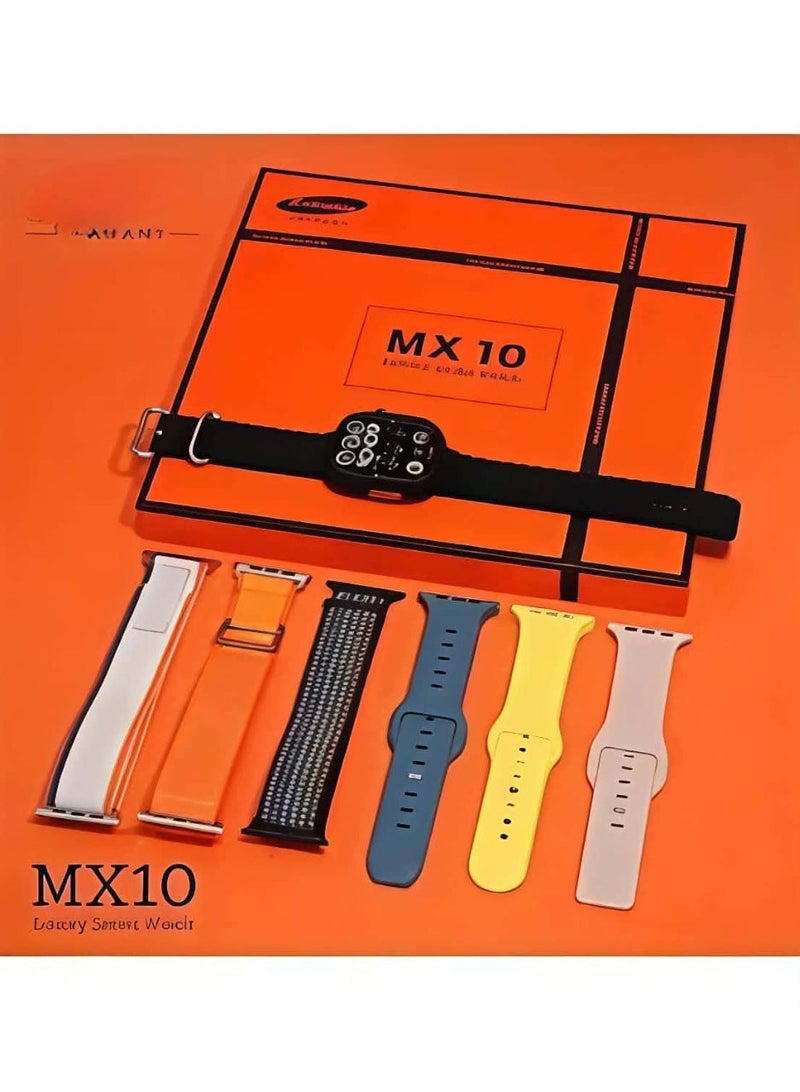 ساعة MX10 سمارت ووتش أصلية، 7 ستراب، شاشة كاملة، مكالمات بلوتوث، مراقبة صحية، - Image 1