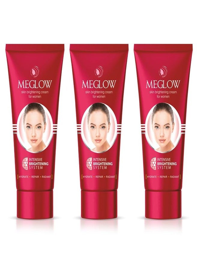 Meglow by Leeford | Skin Brightening Moisturizer Cream for Women| Hydrates, Repairs, Radiates | Reduces Dark Spots, Melanin, Melasma | Prevents Pigmentation | Evens Tone Pack of 4 (15g each) - Image 1