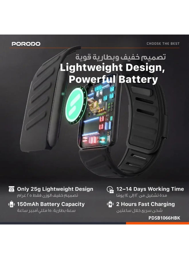 بورودو سوار لياقة بدنية بدون شاشة من بورودو تراك فيت ايبكس مع تخطيط القلب ومراقبة معدل ضربات القلب والأكسجين في الدم والنوم، أسود - Image 4
