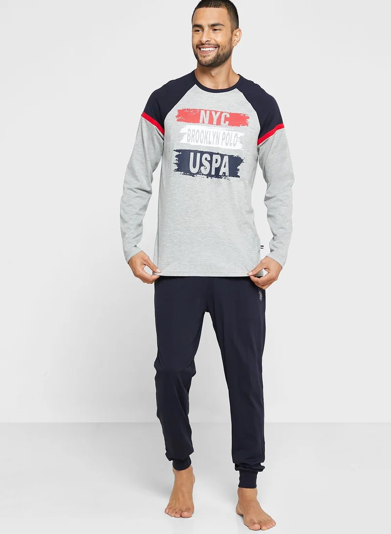 U.S. Polo Assn. Colour Block Sweatshirt And Sweatpants Set