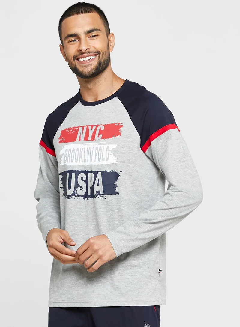 U.S. Polo Assn. Colour Block Sweatshirt And Sweatpants Set
