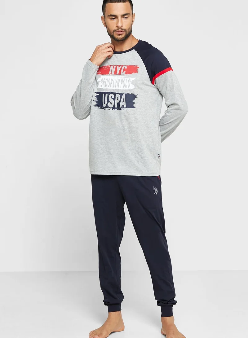U.S. Polo Assn. Colour Block Sweatshirt And Sweatpants Set