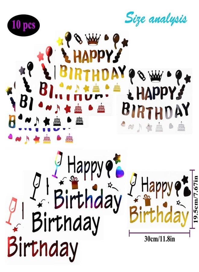 Mimeile Happy Birthday Balloon Stickers Mixed Color Bobo Balloon Stickers 10 PCS DIY Letter Decals Glass Paster Large Gift Box Celebration Party Supplies Decoration - Image 2