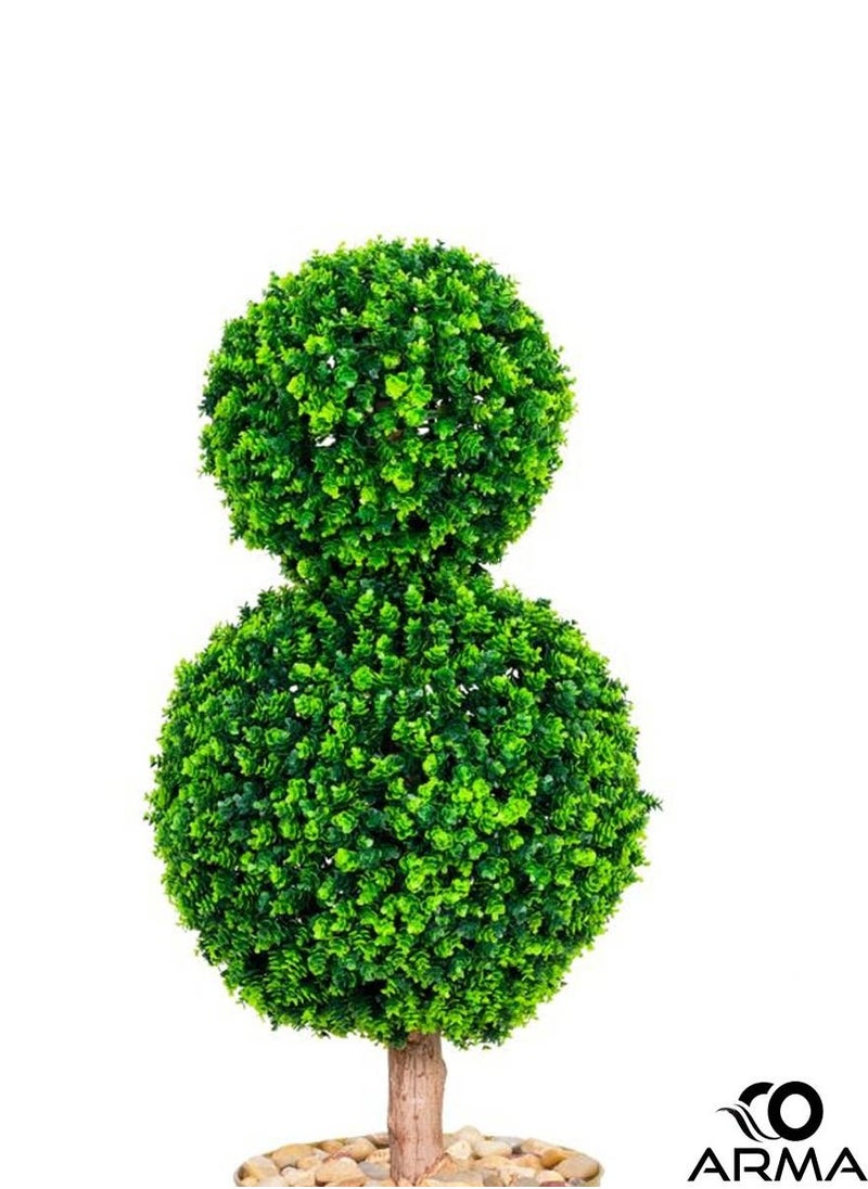 co arma Natural texture double ball tree artificial tree suitable for living room, bedroom, balcony and office corners 100cm  - Image 2