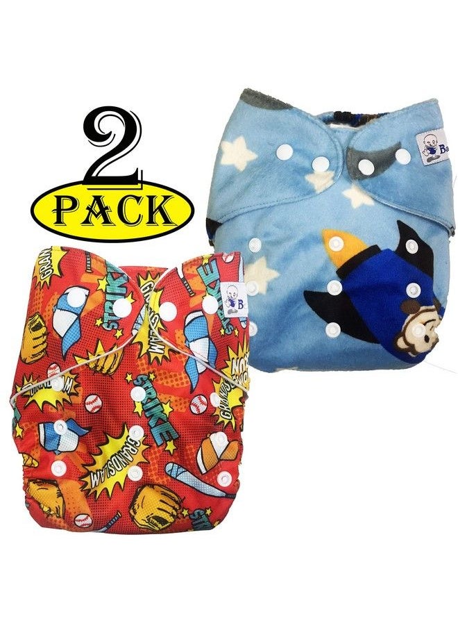BabyMoon (Set Of 2) Reusable Cloth Diaper Premium Adjustable Size Waterproof Washable Pocket Cloth Diaper Nappie  - Image 1