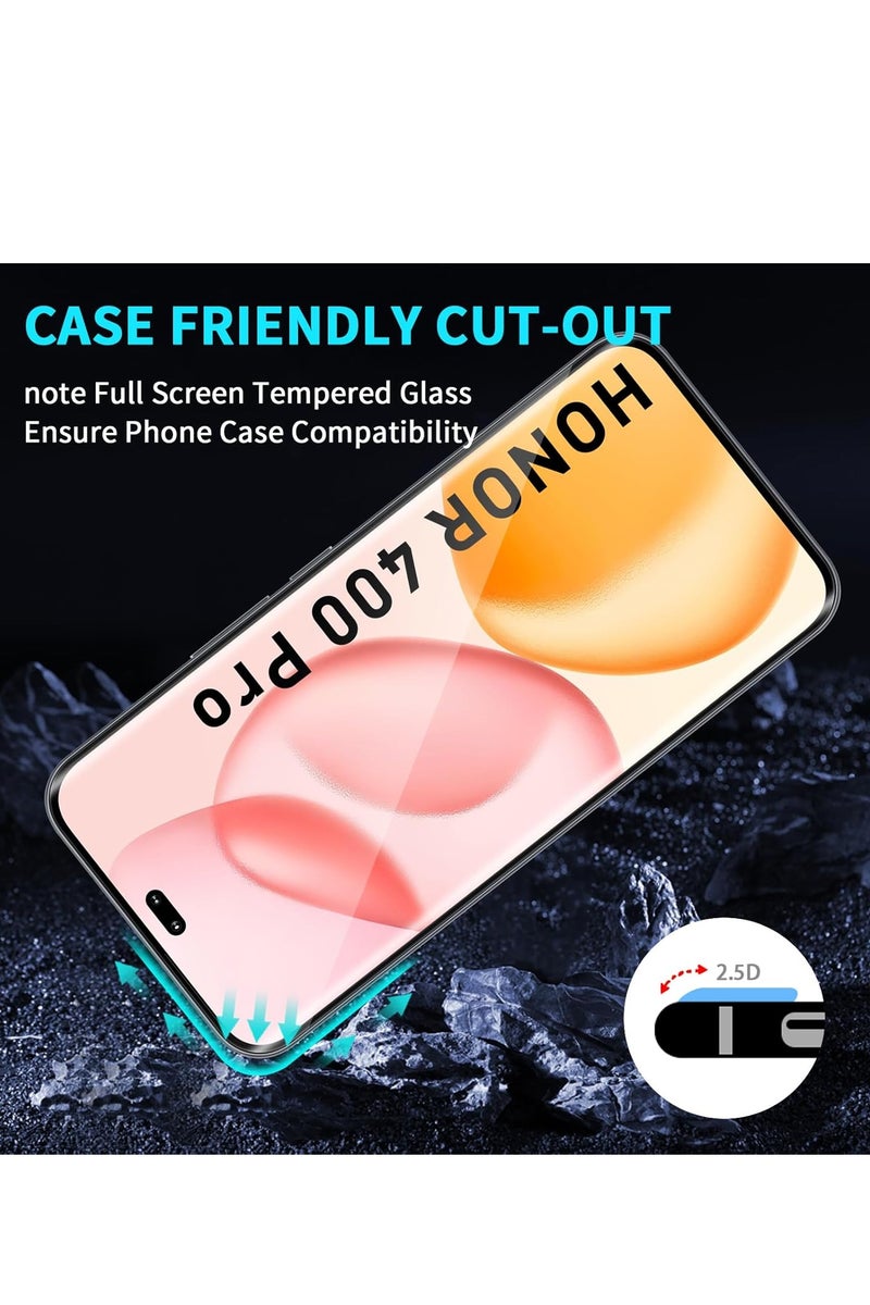 2+2 Pack Screen Protector for Honor 400 Pro, with Camera Lens Protector 9H Hardness Tempered Glass Bubble Free Anti-Scratch Anti-Fingerprint - Image 4