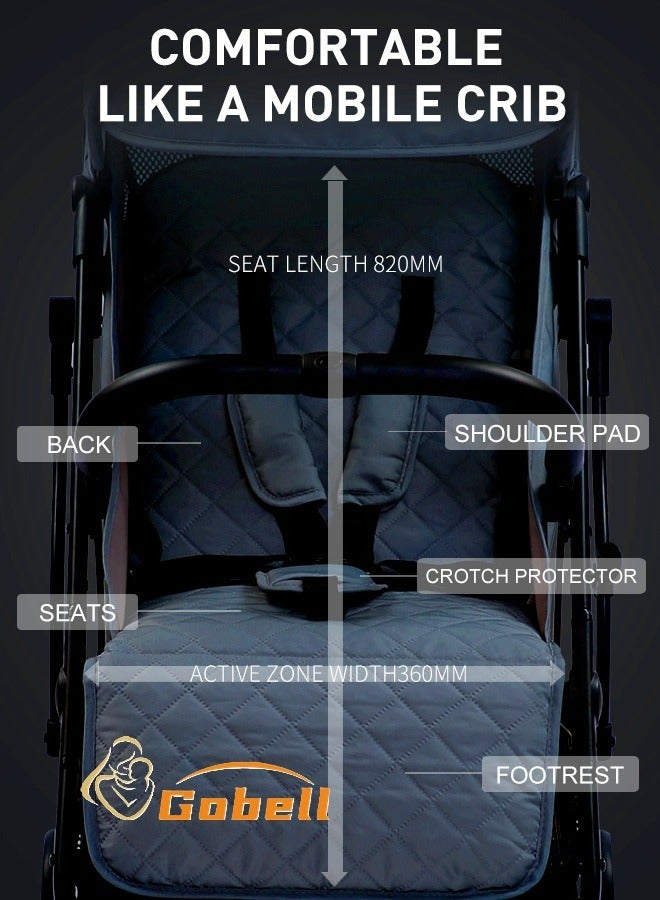 Gobell Portable Single Stroller Sit And Lie Down Newborn Baby Stroller Shock-absorbing Foldable Pram - Image 4