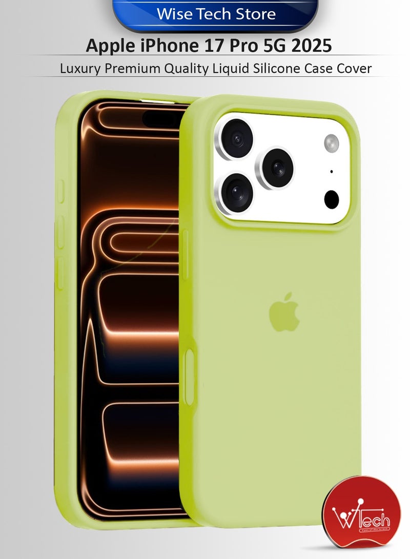 دبليو تيك غطاء حماية فاخر عالي الجودة من السيليكون السائل لهاتف آبل آيفون 17 برو 5G 2025 (MCRPSN) - أصفر نيون - Image 1