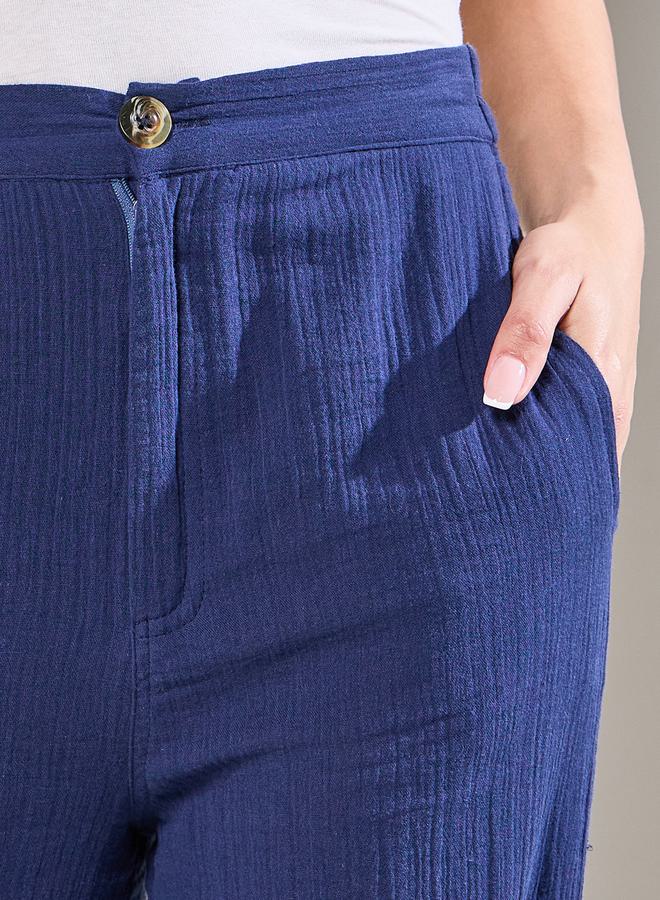 Styli Crinkle Elasticated Full Length Pant with Pocket Detail  - Image 3