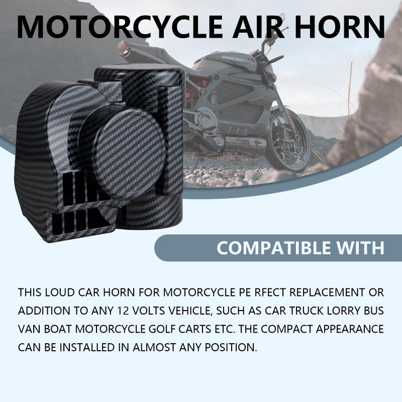 AOLIHAN Air Horns - 150DB Super Loud horn kit for Car, Motorcycle, Truck, Boat, & Pickup - 12V Train horn with Horn Cover,Compatible with motorbike - Image 2