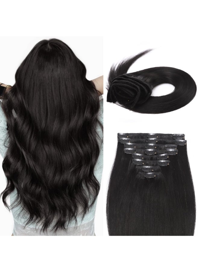 My Lady MYLADY Real Human Hair Clip In Extensions 18 Inch 8pcs Remy Real Hair Extension 100g Jet Black Silky Straight Full Head Soft Natural Clip In Human Hair Extension 1 - Image 2