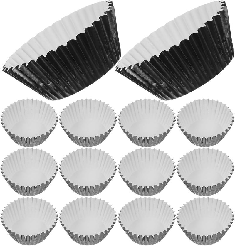SHOWERORO 100pcs Aluminum Foil Cupcake Muffin Liners Baking Cups Greaseproof Mini Cake Pans Disposable Paper Baking Cups for Home Kitchen Supplies - Image 1