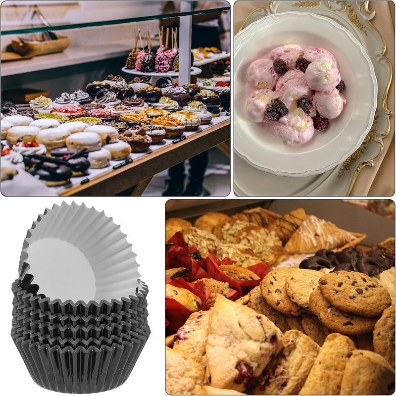 SHOWERORO 100pcs Aluminum Foil Cupcake Muffin Liners Baking Cups Greaseproof Mini Cake Pans Disposable Paper Baking Cups for Home Kitchen Supplies - Image 3