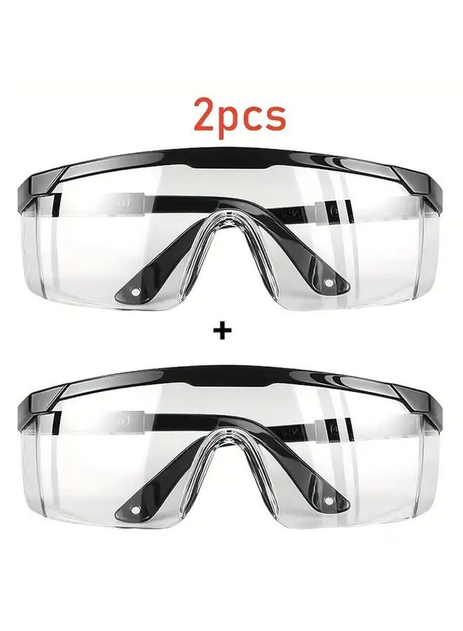 2 Pcs Black Transparent Lenses For Goggles Dustproof Protective - Image 1