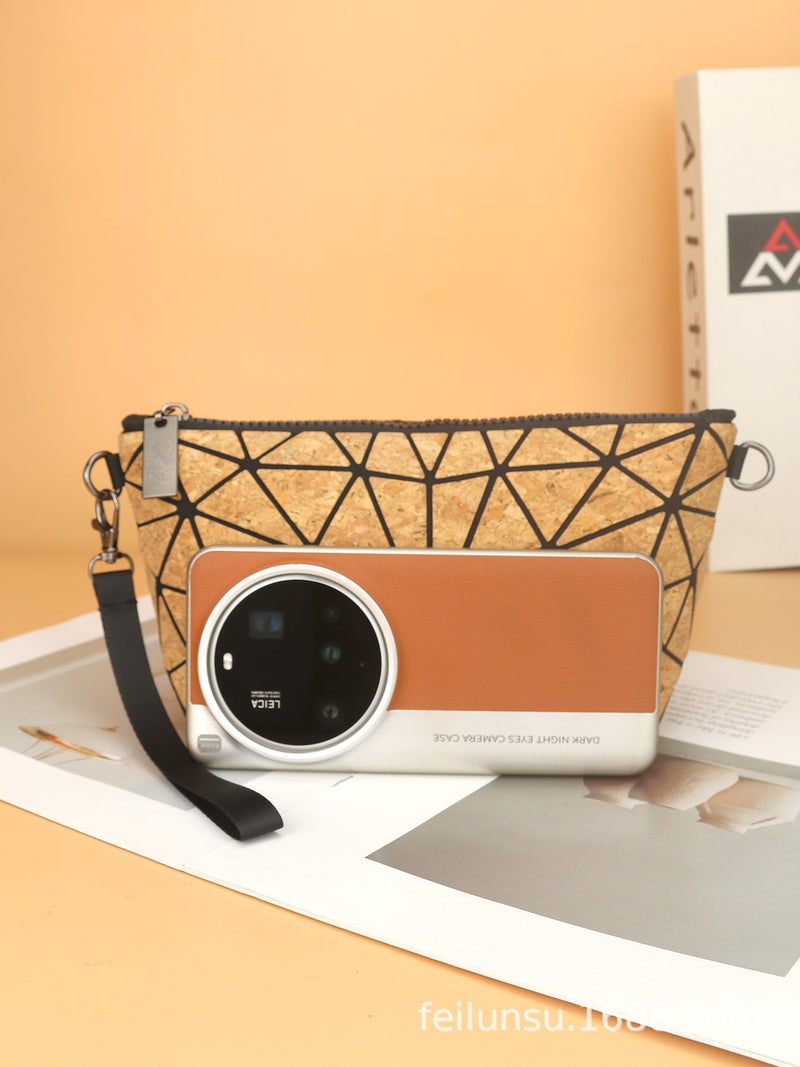 Cork Bark Wood Series Geometric Diamond Bag Personalized Large Capacity Bark Pu Material Diamond-Shaped Shoulder Crossbody Bag - Image 5