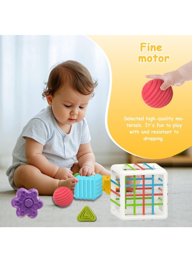 حديقة الألعاب لعبة فرز الأشكال للأطفال – مكعب حسي ملون مع 6 قطع تعليمية | ألعاب مونتيسوري لتنمية مهارات الرضع من 6 إلى 18 شهرًا - Image 2