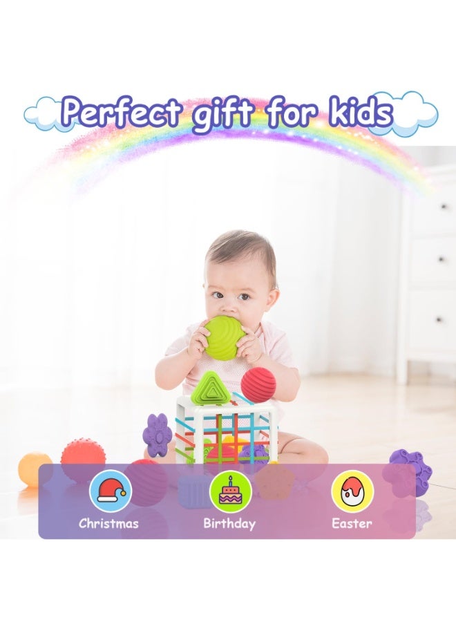 حديقة الألعاب لعبة فرز الأشكال للأطفال – مكعب حسي ملون مع 6 قطع تعليمية | ألعاب مونتيسوري لتنمية مهارات الرضع من 6 إلى 18 شهرًا - Image 3