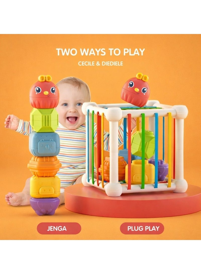 TOY GARDEN Montessori Baby Shape Sorter Toy – Colorful Sensory Cube with 6 Blocks | Educational Learning Toy for Toddlers 6-12-18 Months - Image 5