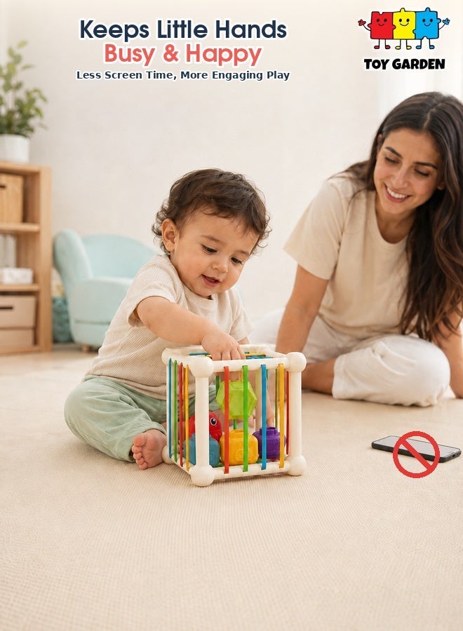 حديقة الألعاب لعبة مونتيسوري لفرز الأشكال للأطفال - مكعب أنشطة حسية ملون مع 6 مكعبات أشكال، لعبة تفاعلية لمطابقة الأشكال وفرزها للأطفال الصغار والأطفال. - Image 2