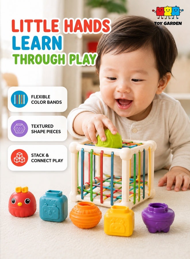 TOY GARDEN Montessori Baby Shape Sorter Toy – Colorful Sensory Activity Cube with 6 Shape Blocks, Interactive Shape Matching & Sorting Toy for Toddlers and Kids - Image 1