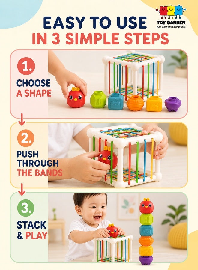TOY GARDEN Montessori Baby Shape Sorter Toy – Colorful Sensory Activity Cube with 6 Shape Blocks, Interactive Shape Matching & Sorting Toy for Toddlers and Kids - Image 5