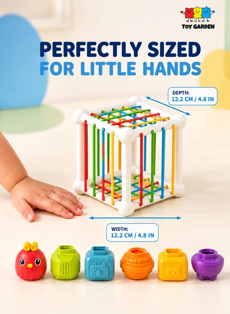 TOY GARDEN Montessori Baby Shape Sorter Toy – Colorful Sensory Activity Cube with 6 Shape Blocks, Interactive Shape Matching & Sorting Toy for Toddlers and Kids - Image 4