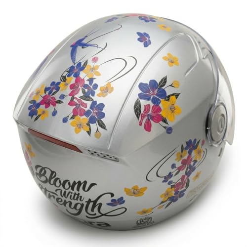 TVARRA Blossom Women’s Open Face Helmet with Printed Design, ISI Certified, Lightweight Material, Crafted for Women, Extreme Comfort fit with Clear Visor-(Indigo Bloom,S) - Image 5