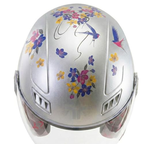 TVARRA Blossom Women’s Open Face Helmet with Printed Design, ISI Certified, Lightweight Material, Crafted for Women, Extreme Comfort fit with Clear Visor-(Indigo Bloom,S) - Image 4