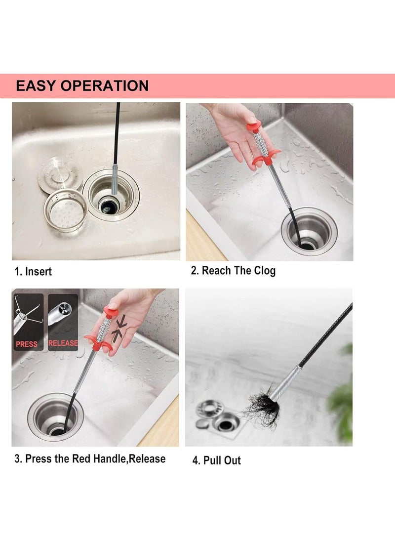 Generic Flexible Drain Snake Sink Unclogger with 4 Claws, Retractable Drain Cleaning Tool for Kitchen Sink, Bathroom Sink, Bathtub, Floor Drain and Sewer Pipes, Hair and Dirt Removal Tool - Image 3