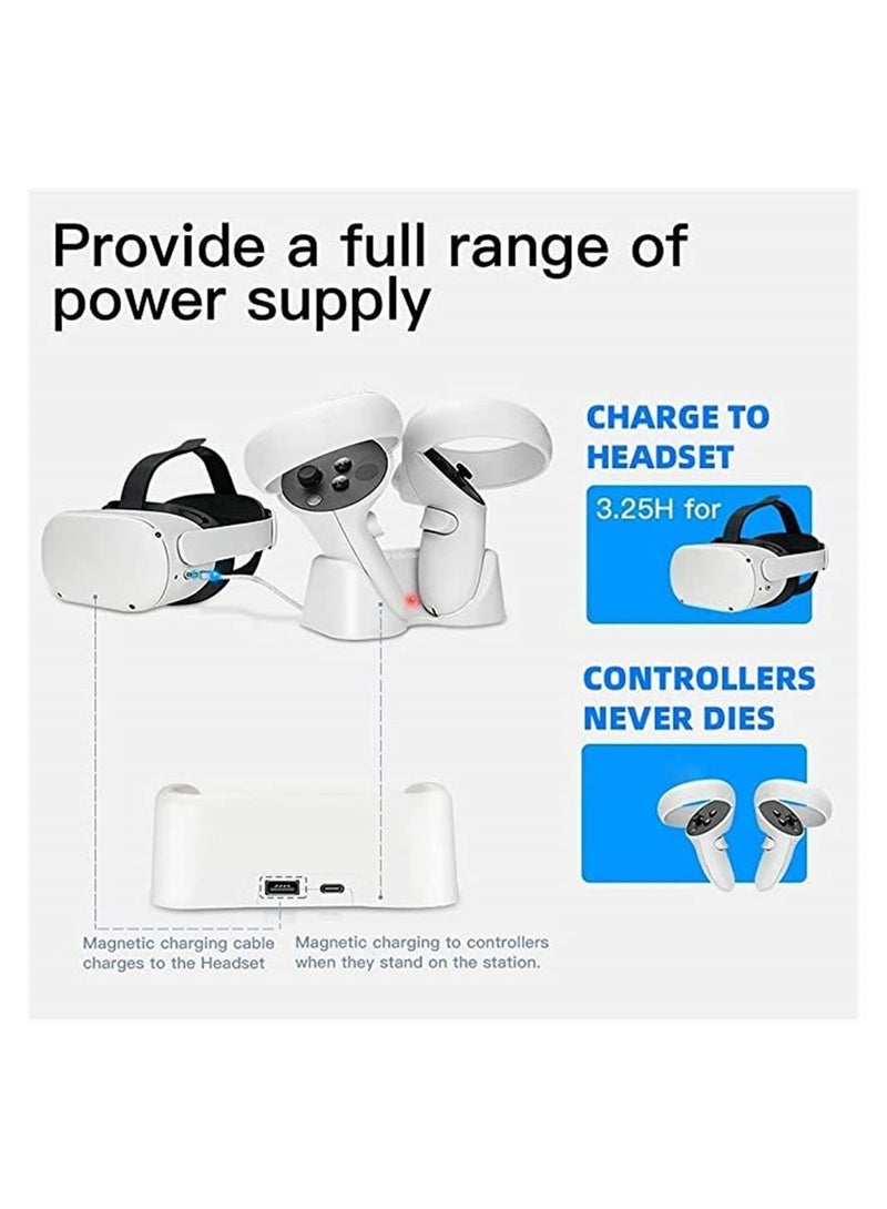Compatible with Oculus Quest 2 Touch Controller, Magnetic Charging Station, LED Fast Charge, Controller and Head Mounted Display Charger, VR Headset Grip - Image 2