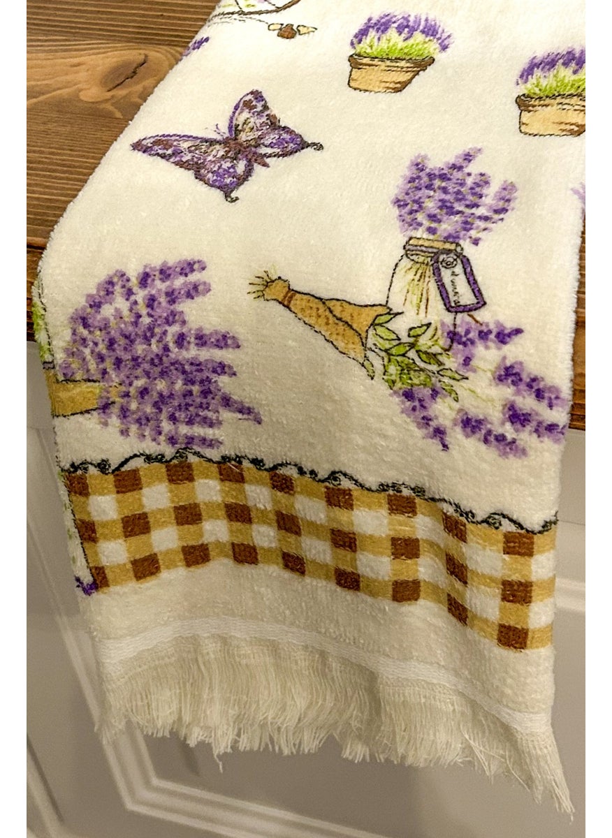 Cnr Garden 3-Piece Fringed Cotton 40X60 cm 100% Cotton Printed Towel Set Hand Face Kitchen Towel Soft Patterned Water Absorbent Set  - Image 2