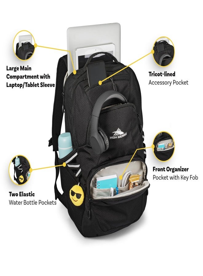 هاي سييرا حقيبة ظهر هاي سييرا سوب مزودة بجيب للكمبيوتر المحمول وجيب للتابلت، تتسع لمعظم أجهزة الكمبيوتر المحمولة مقاس 17 بوصة، سعة 30 لترًا، لون أسود - Image 5