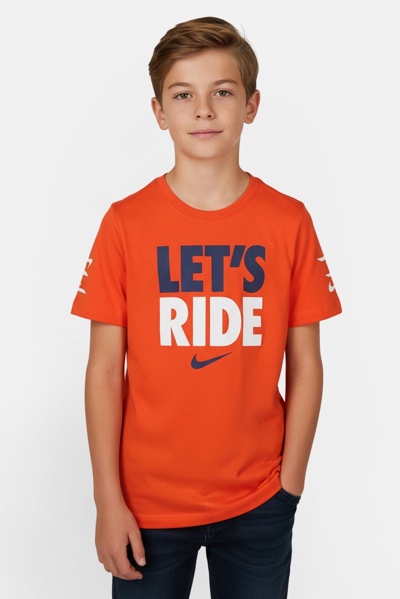 Nike 3Brand by Russell Wilson Kids Boy Graphic Print Short Sleeve T-shirt, Orange - Image 1