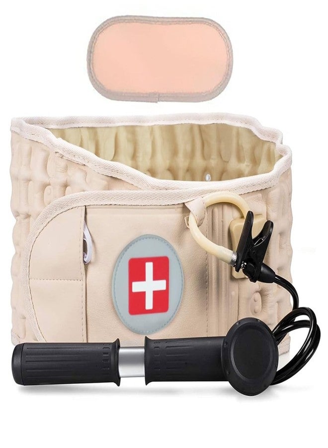 DIALDRCARE حزام شد العمود الفقري القابل للنفخ من ديالدر كير مع مضخة يدوية - دعم أسفل الظهر لتخفيف آلام الظهر (مشمشي) - Image 1