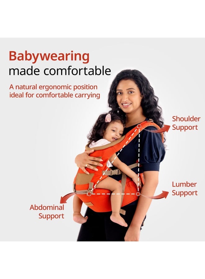 Luvlap Royal Hip Seat Baby Carrier with 4 Carry Positions, Baby Carrier with Hip seat for 6 to 24 Months Baby, Adjustable New-Born to Toddler Carrier, Max Weight Up to 15 Kgs (Orange) - Image 5