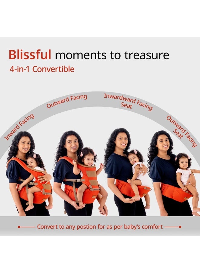 Luvlap Royal Hip Seat Baby Carrier with 4 Carry Positions, Baby Carrier with Hip seat for 6 to 24 Months Baby, Adjustable New-Born to Toddler Carrier, Max Weight Up to 15 Kgs (Orange) - Image 3