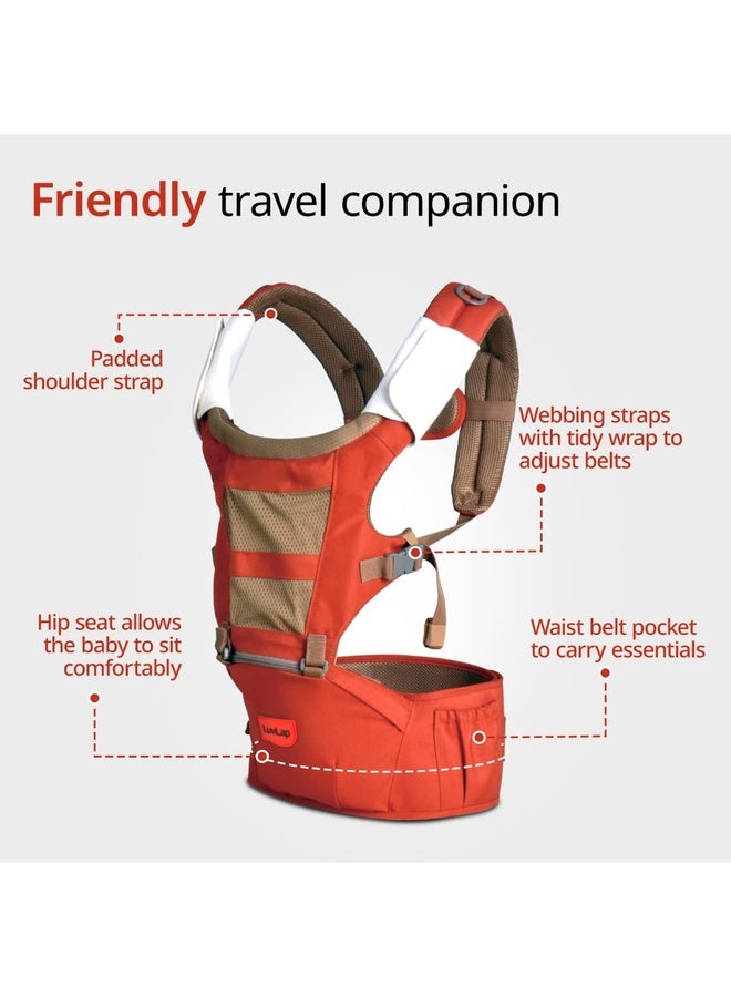 Luvlap Royal Hip Seat Baby Carrier with 4 Carry Positions, Baby Carrier with Hip seat for 6 to 24 Months Baby, Adjustable New-Born to Toddler Carrier, Max Weight Up to 15 Kgs (Orange) - Image 2