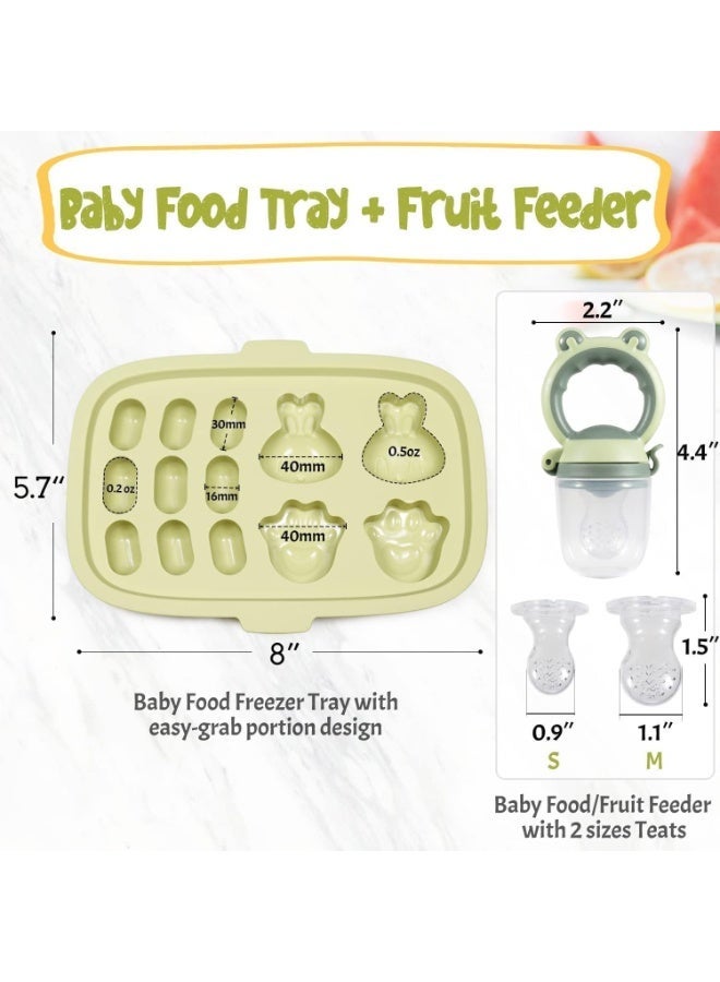 ChicAbode Baby Popsicle Molds With Fruit Feeder, Freezer Tray, Silicone Storage Containers, Non-Stick, BPA Free, Breastmilk Feeder for Teething - Image 2