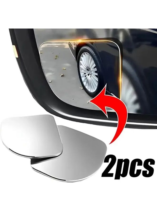 مرايا عمياء قابلة للضبط بزاوية 360 درجة عالمية، عبوة من قطعتين، على شكل مروحة بدون إطار، بانحناء مسطح للسيارات والمركبات - Image 4