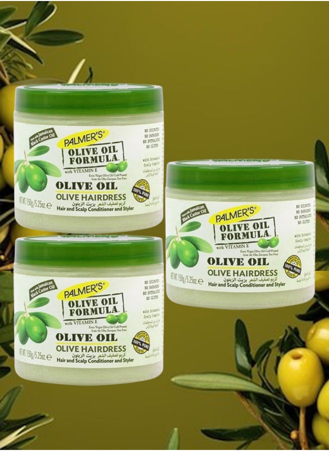PALMER'S - 3 Pieces Olive Hairdress Cream Made With Olive Oil Vitamen E 150 Grams - Image 1