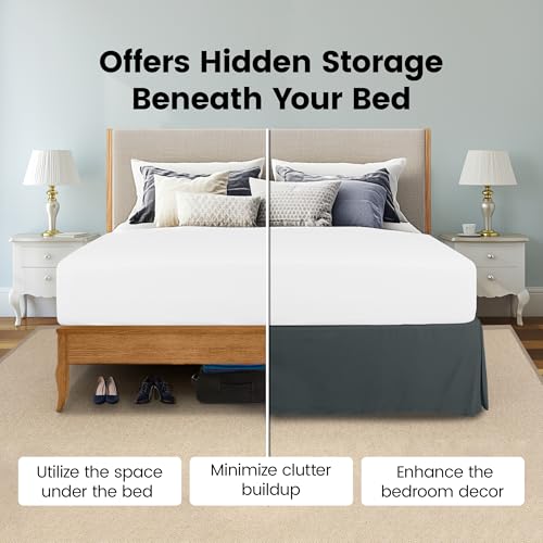 Utopia Bedding California King Bed Skirt - Soft Quadruple Pleated Ruffle - Easy Fit with 16 Inch Tailored Drop - Hotel Quality, Shrinkage and Fade Resistant (Cal King, Grey) - Image 3