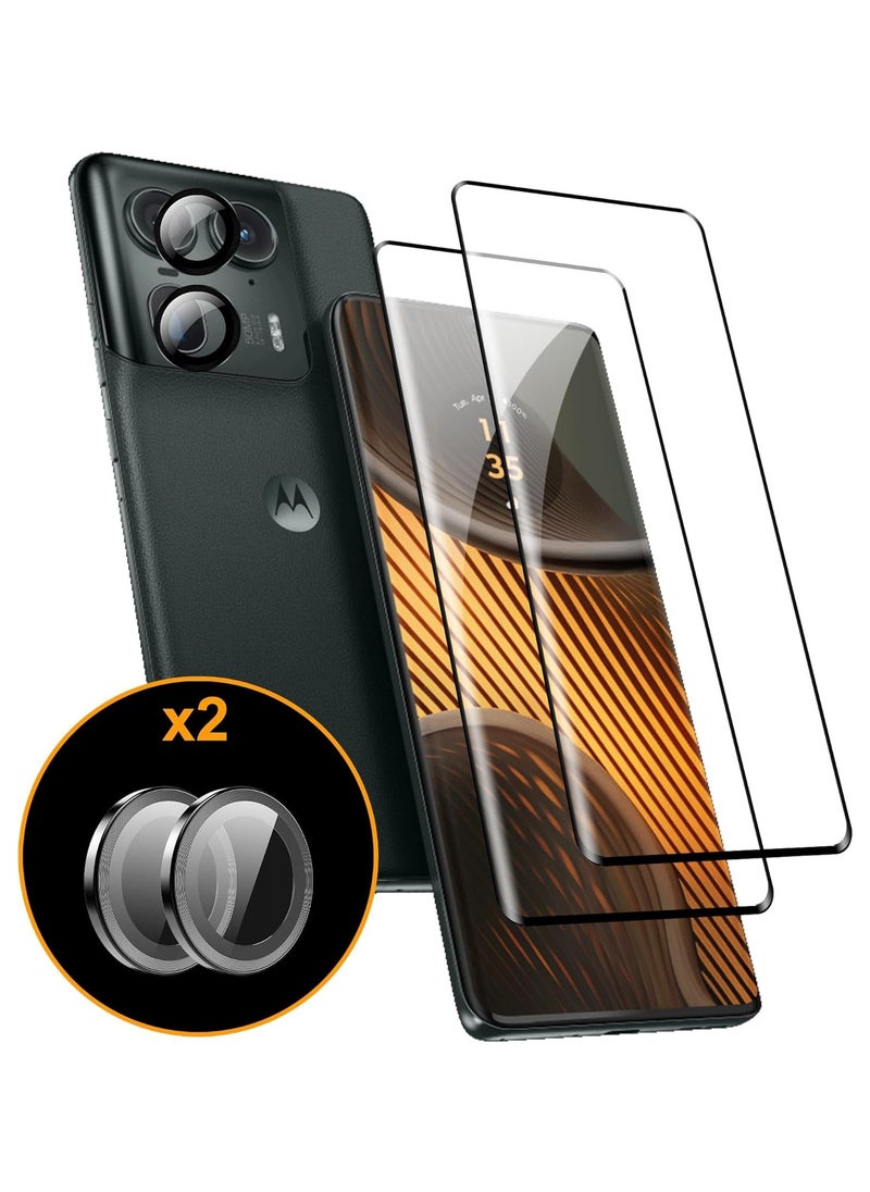 General Screen Protector Compatible with Motorola Moto Edge 50 Ultra [2 Pack] Tempered Glass + [2 Pack] Camera Lens Protector, [Maximum Coverage] HD Tempered Glass for Moto Edge 50 Ultra  - Image 1