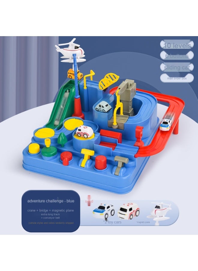 Children's Electric Track Car Adventure with Parking Lot and Train Tracks 