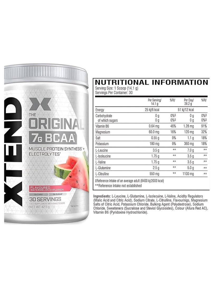 اسكتيند مسحوق BCAA الأصلي، خالي من السكر بعد التمرين، لاستعادة العضلات، مشروب مع أحماض أمينية 7 جم BCAA، للرجال والنساء، بنكهة عصير الليمون والليمون الحامض، 30 حصة  - Image 3