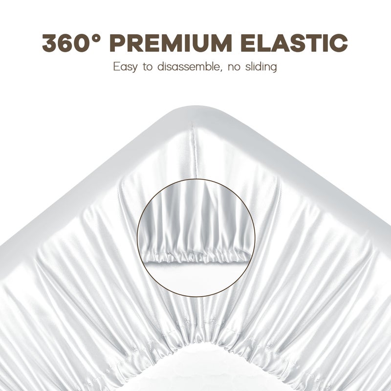 Pro Goleem 2 Pack Satin Soft Crib Sheet Great for Baby with Sensitive Hair Silky Baby Sheet White and Gray Unisex 52â€™â€™x28â€™â€™x8â€™â€™ Fitted Sheets - Image 5