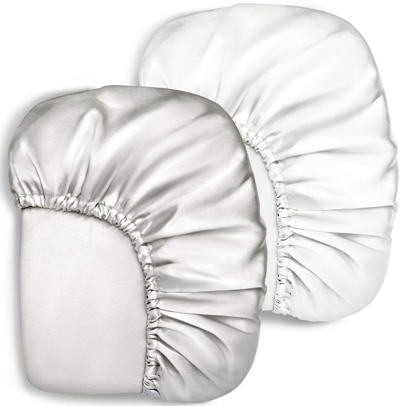 Pro Goleem 2 Pack Satin Soft Crib Sheet Great for Baby with Sensitive Hair Silky Baby Sheet White and Gray Unisex 52â€™â€™x28â€™â€™x8â€™â€™ Fitted Sheets - Image 1