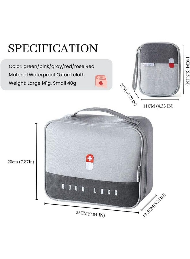 FLYNGO 2Pcs Medicine Pouch Empty First Aid Kit Bag for Travel, Home, Camping, Sports Emergency Survival Medicine Storage Bag (Grey) - Image 2